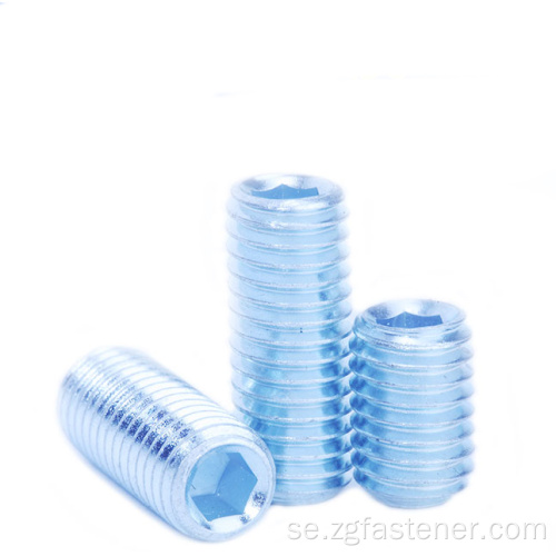 Hexagon Socket Set -skruvar med kopppunkt med blå zink Din916